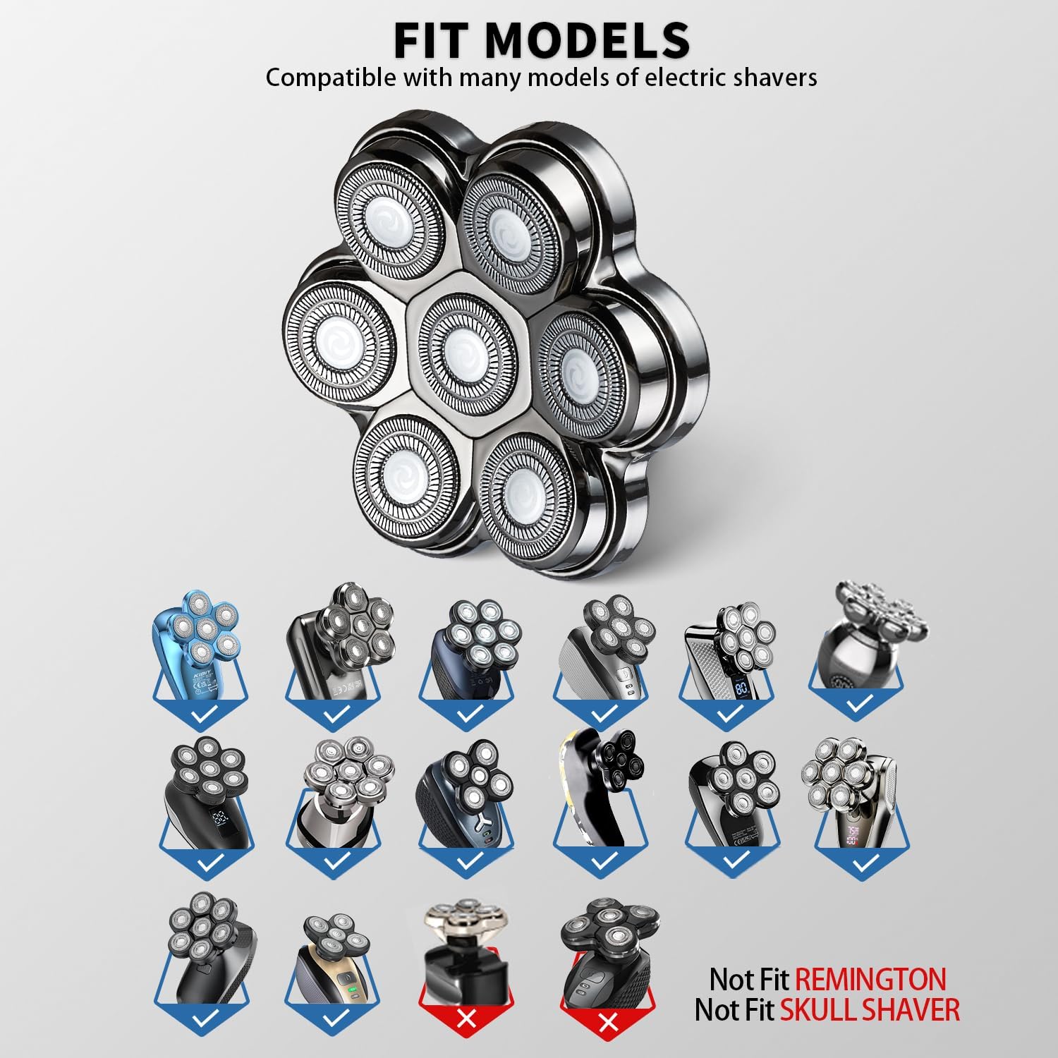 7-Ring Magnetic Waterproof Shaver Replacement Head - Image 2